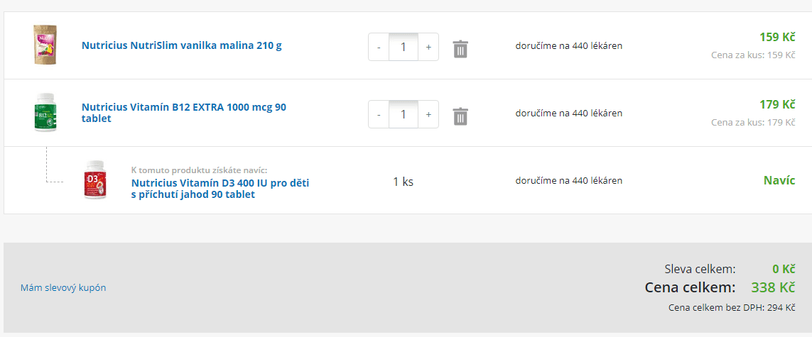 Akce 2+1 zdarma na Nutricius