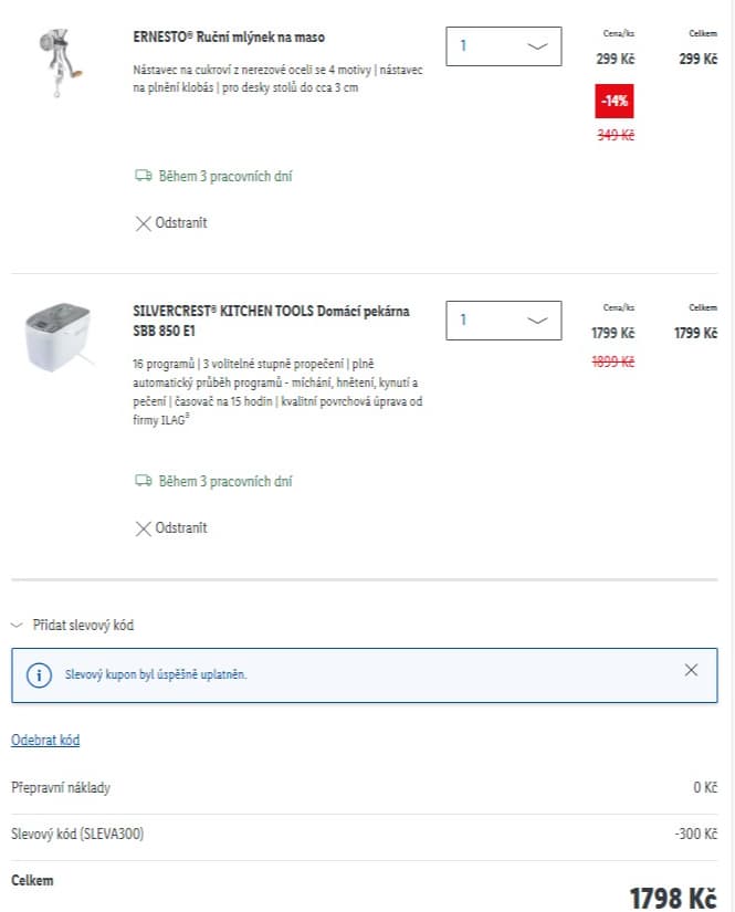 Lidl-shop - sleva 300 Kč z nákupu nad 2000