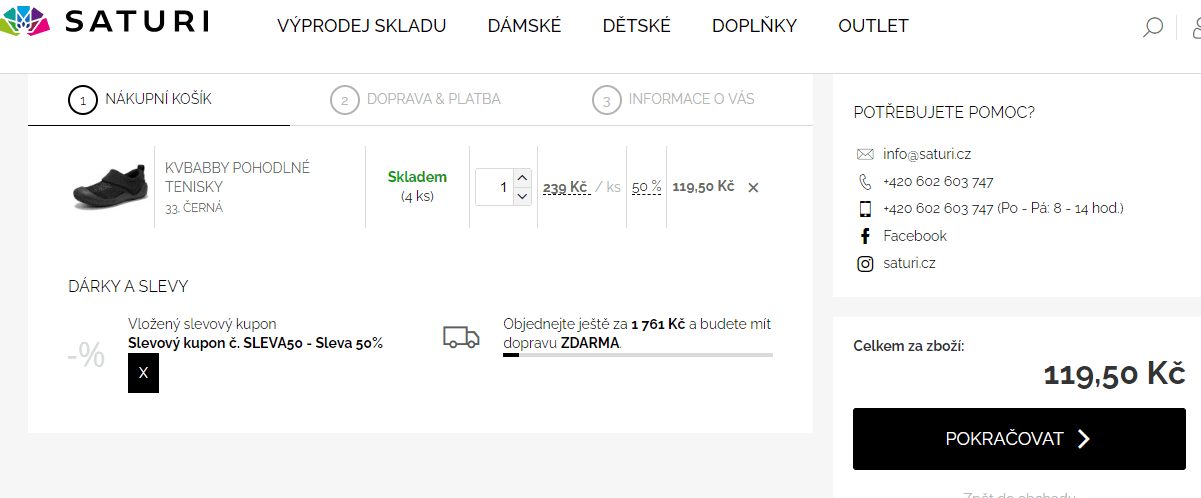 Saturi.cz - slevový kód -50% na vše