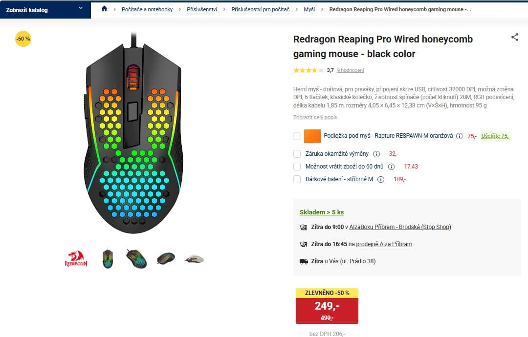 Herní myš Redragon Reaping Pro, RGB