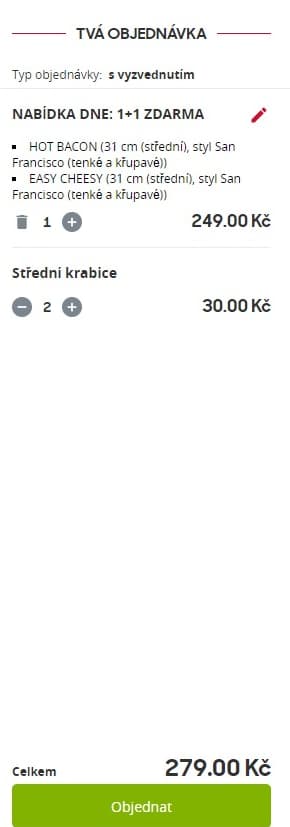 Pizza Hut - akce 1+1 zdarma na všechny pizzy