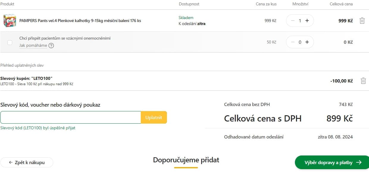 Lekarna.cz - sleva 100 Kč z nákupu nad 999