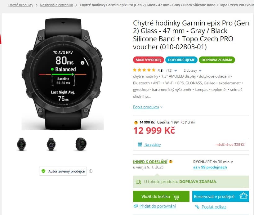 Prémiové chytré GPS hodinky Garmin, NFC