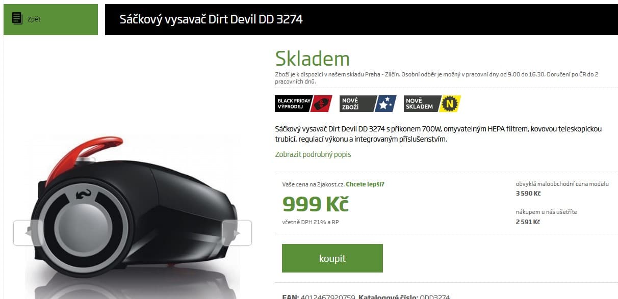 Vysavač Dirt Devil DD 3274, HEPA 13