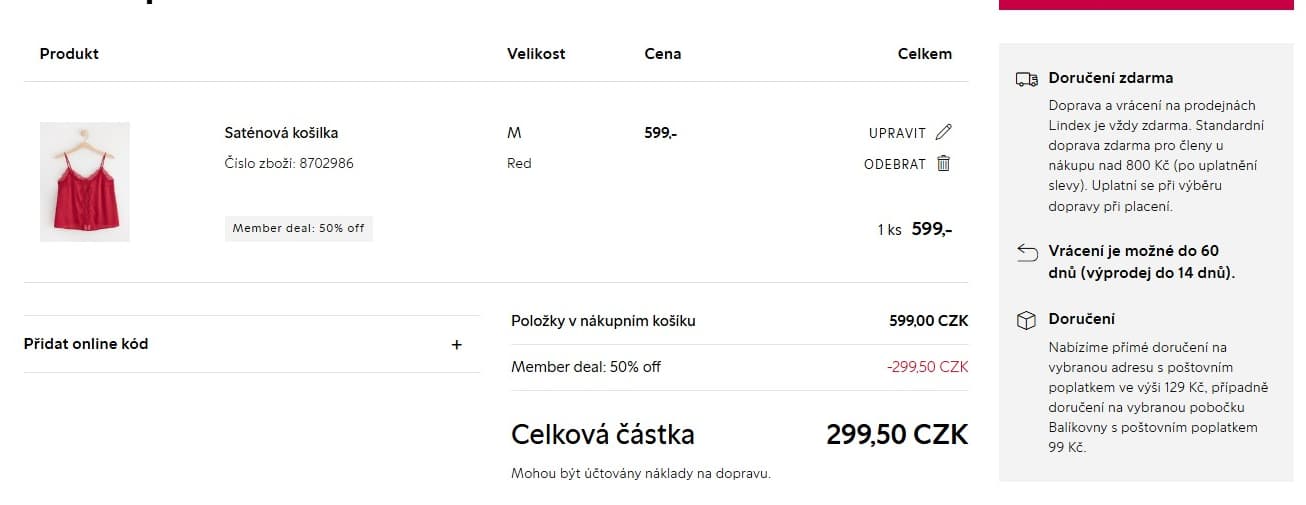 Lindex - extra sleva -50% na vybrané