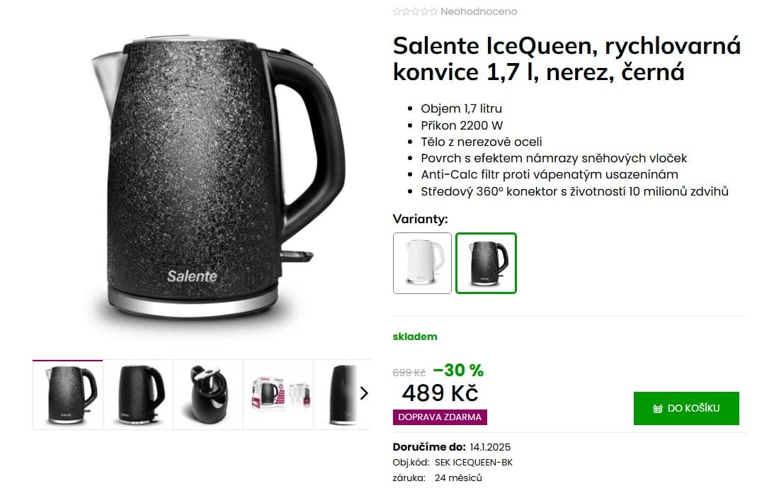 Rychlovarná konvice Salente 1,7 l