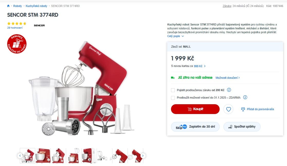Kuchyňský robot SENCOR STM 3774RD