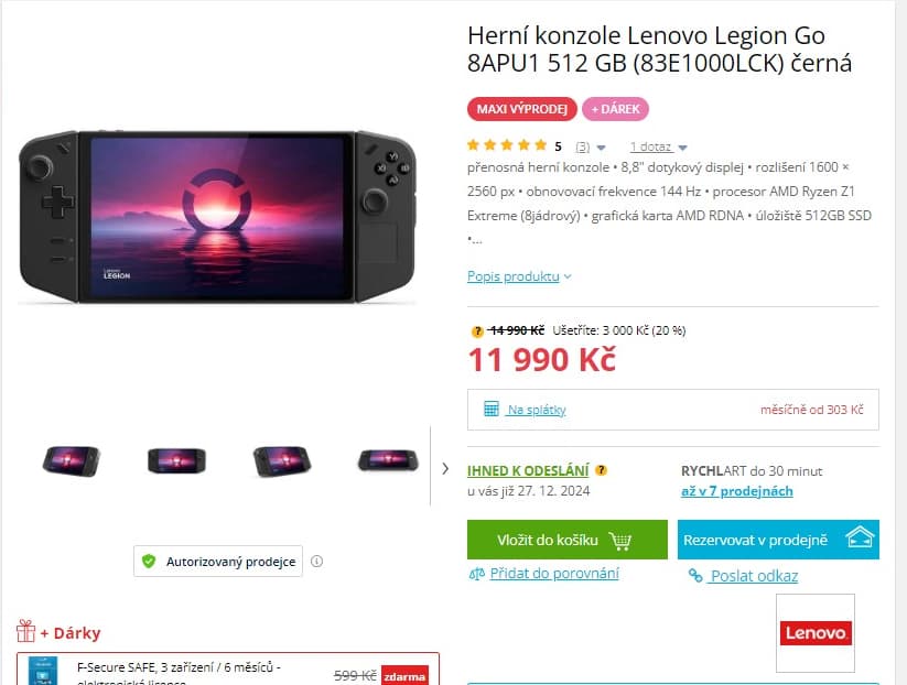 Herní konzole Lenovo Legion Go 