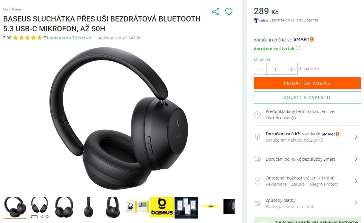 BT sluchátka Baseus Bass
