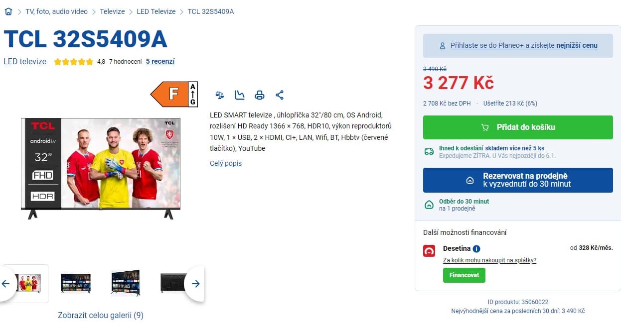 HD ready Smart TV, Android, 80cm, TCL