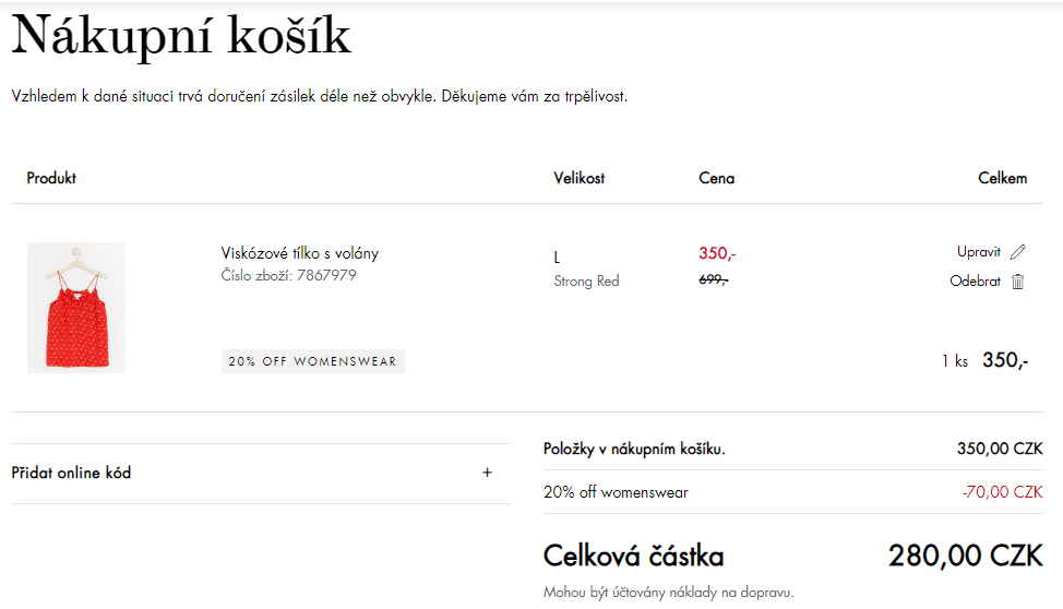 Sleva 20% na zlevněné oblečení a spodní prádlo