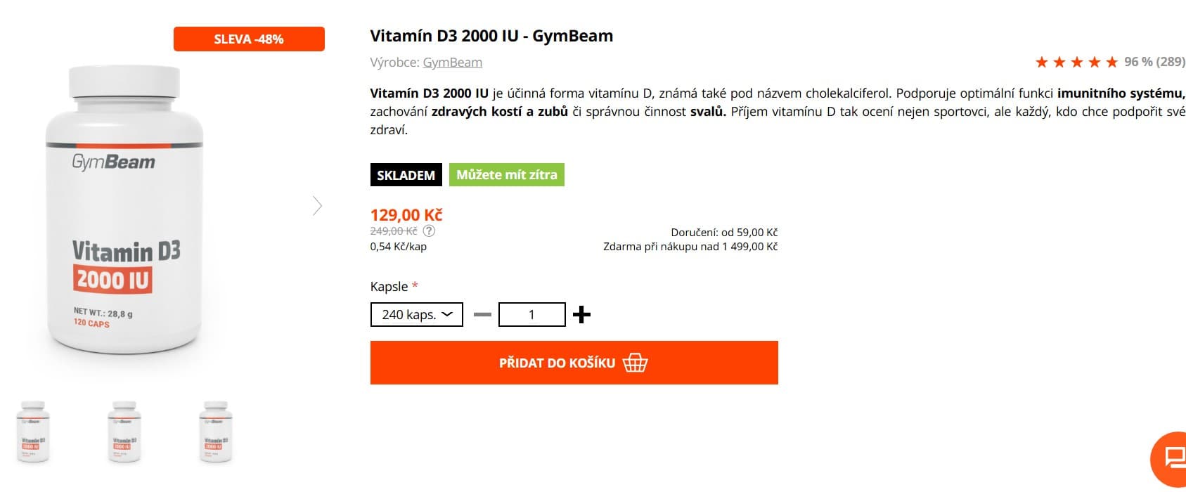 Vitamín D3 2000 IU, 240 tablet