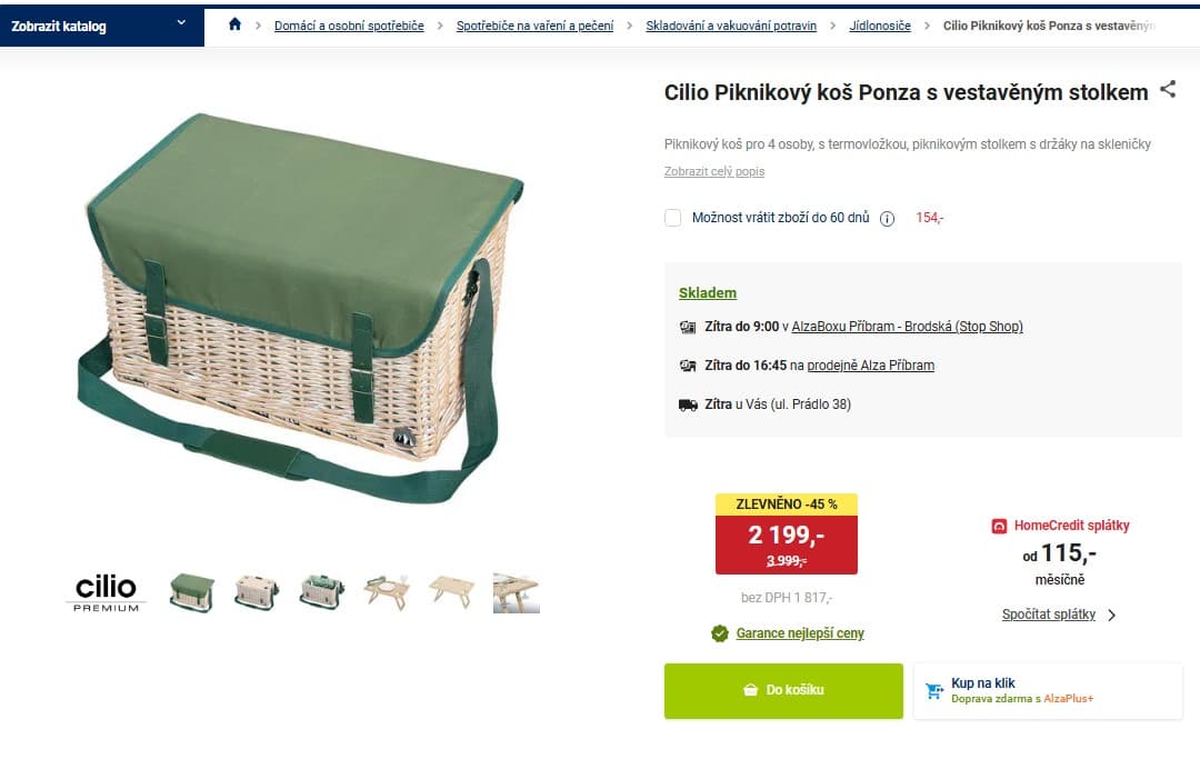 Piknikový koš Cilio Ponza s vestavěným stolkem