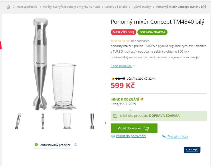 Ponorný mixér Concept, 800ml