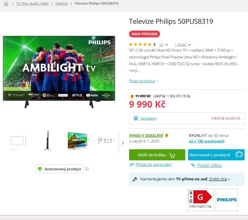 4K Ambilight TV, Atmos, 126cm, Philips
