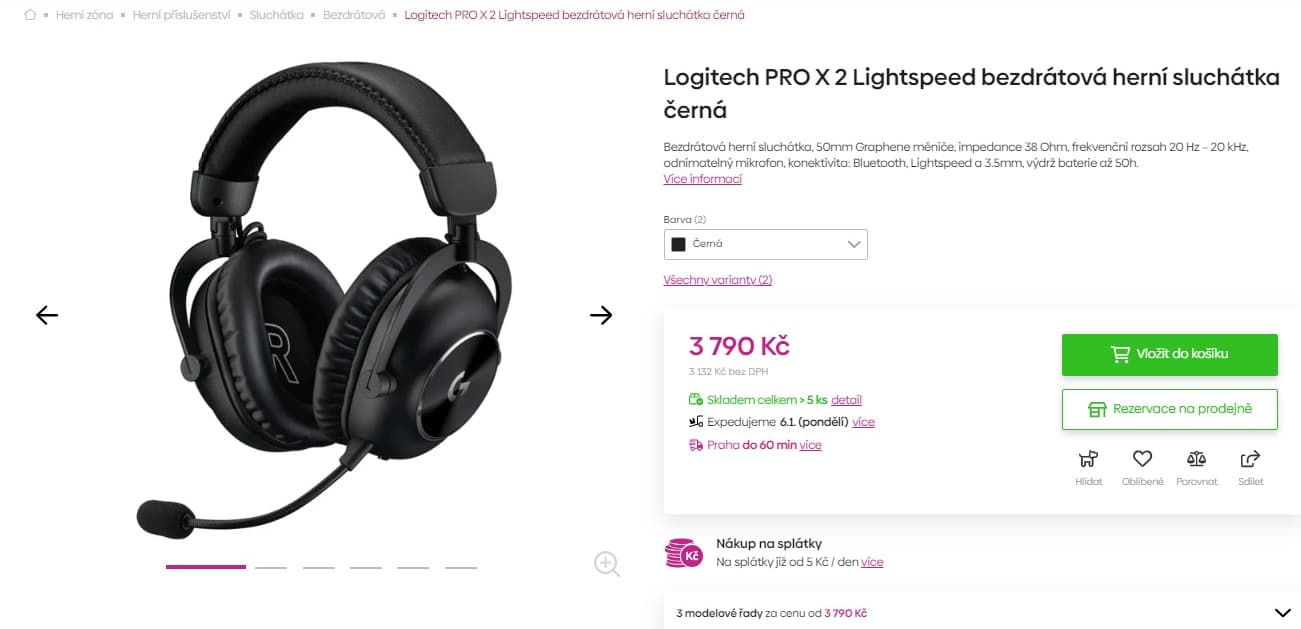 Bezdrátová herní sluchátka Logitech PRO X 2 LS