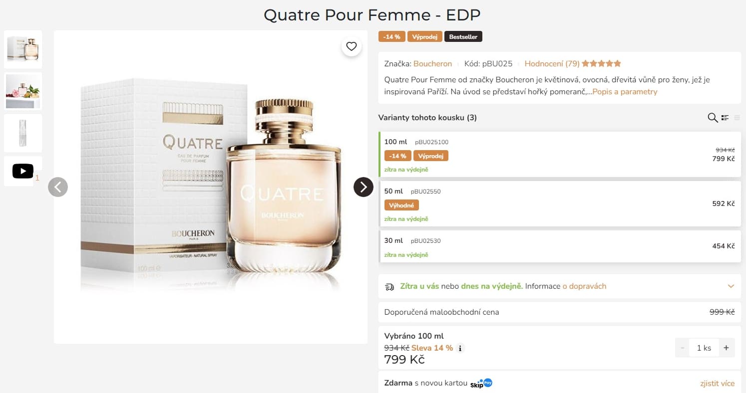 Dámský parfém BOUCHERON Quatre, 100ml
