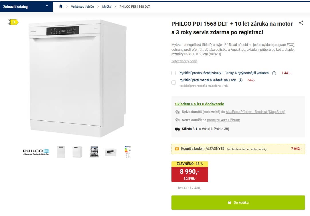 Myčka nádobí Philco, 15 sad, D