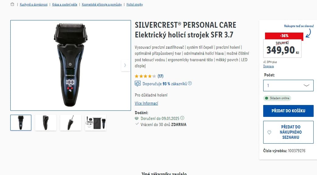 Elektrický holicí strojek SILVERCREST