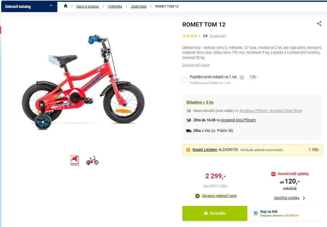 Dětské kolo ROMET TOM 12"