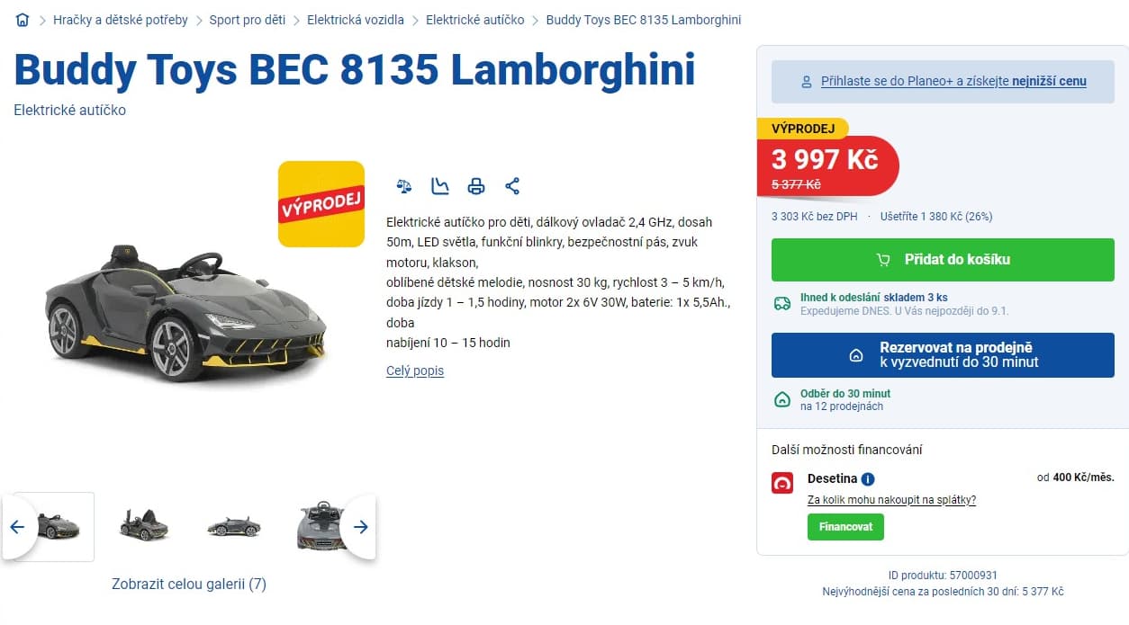 Elektrické autíčko Lamborghini 5km/h