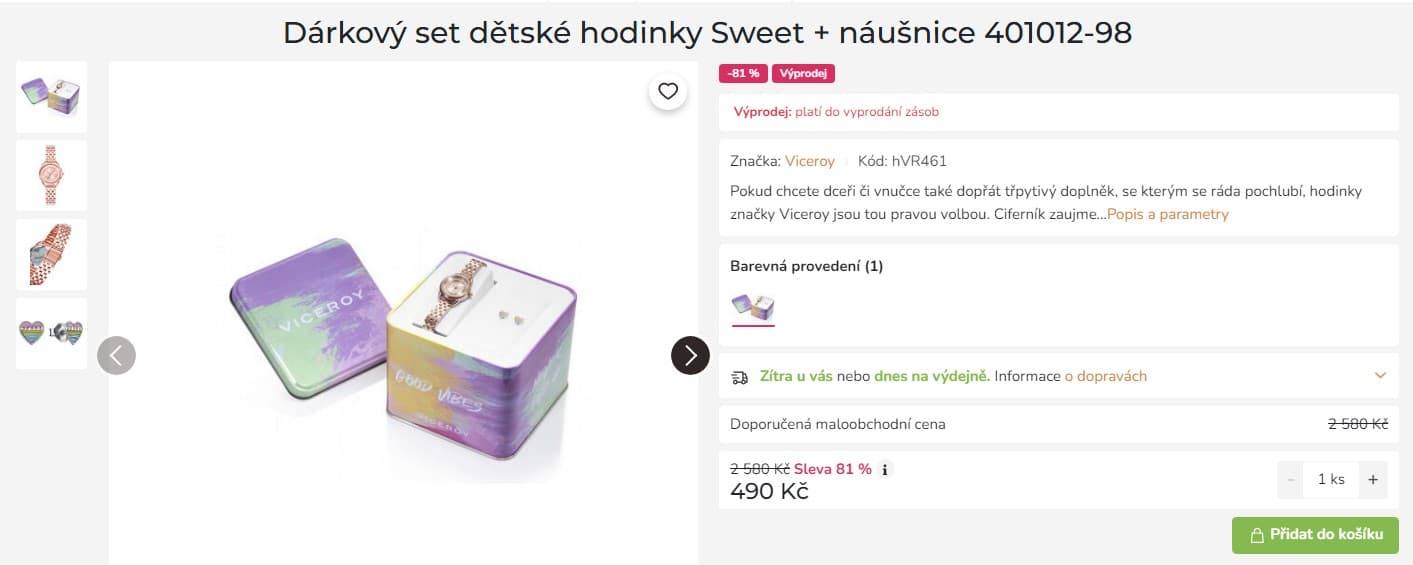 Dárkový set dětské hodinky + náušnice