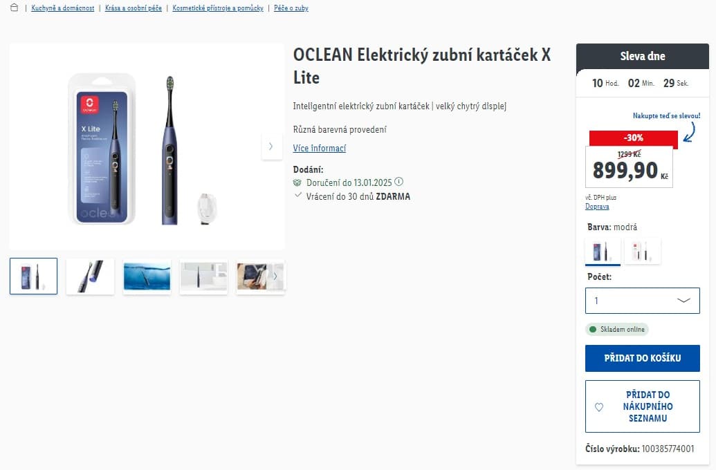 Chytrý el. kartáček Oclean X Lite