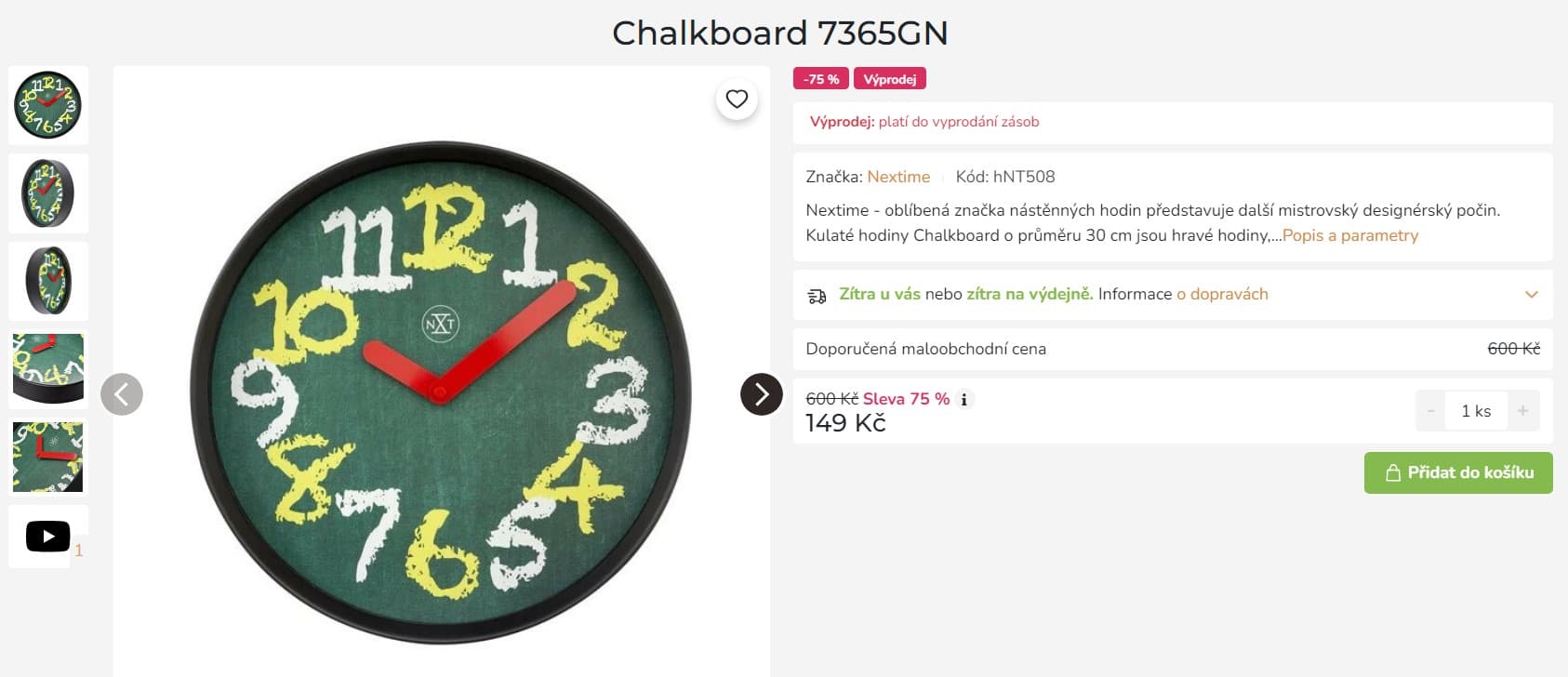 Nástěnné hodiny Nextime Chalkboard, 30 cm