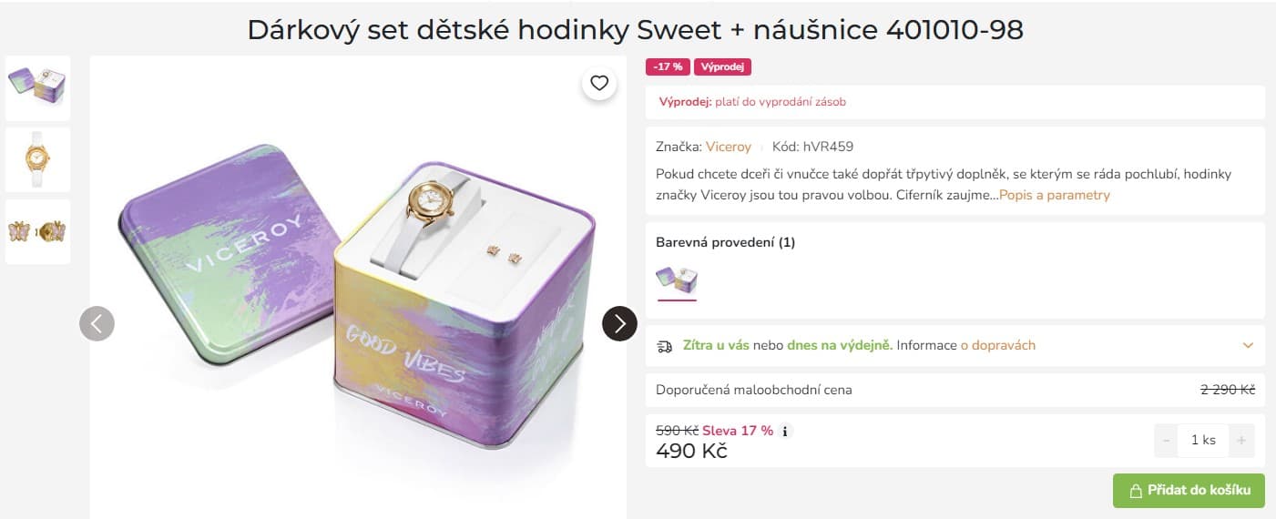 Dárkový set dětské hodinky + náušnice