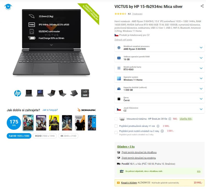 HP 5GHz, 16GB RAM, 8GB Nvidia, 15,6", 1TB