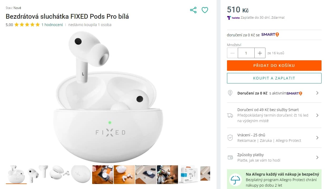 BT sluchátka Fixed Pods Pro, ANC, ENC