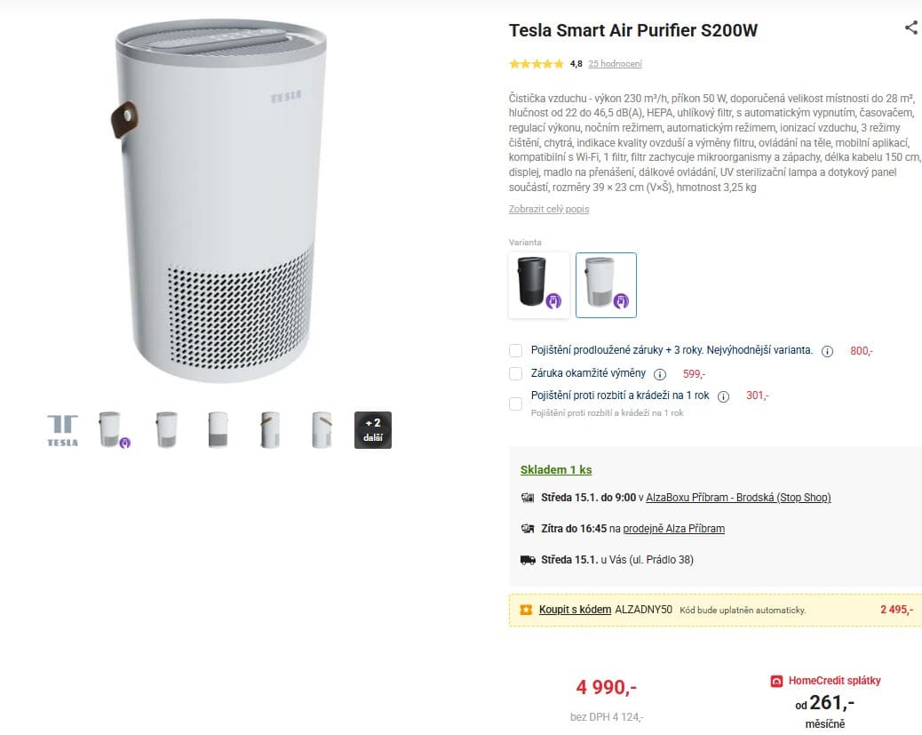 Čistička vzduchu Tesla Smart Air Purifier