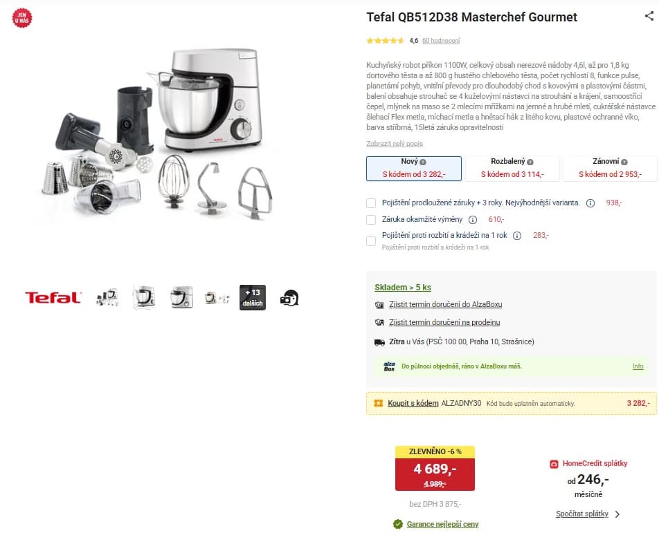 Kuchyňský robot Tefal Masterchef, planetární