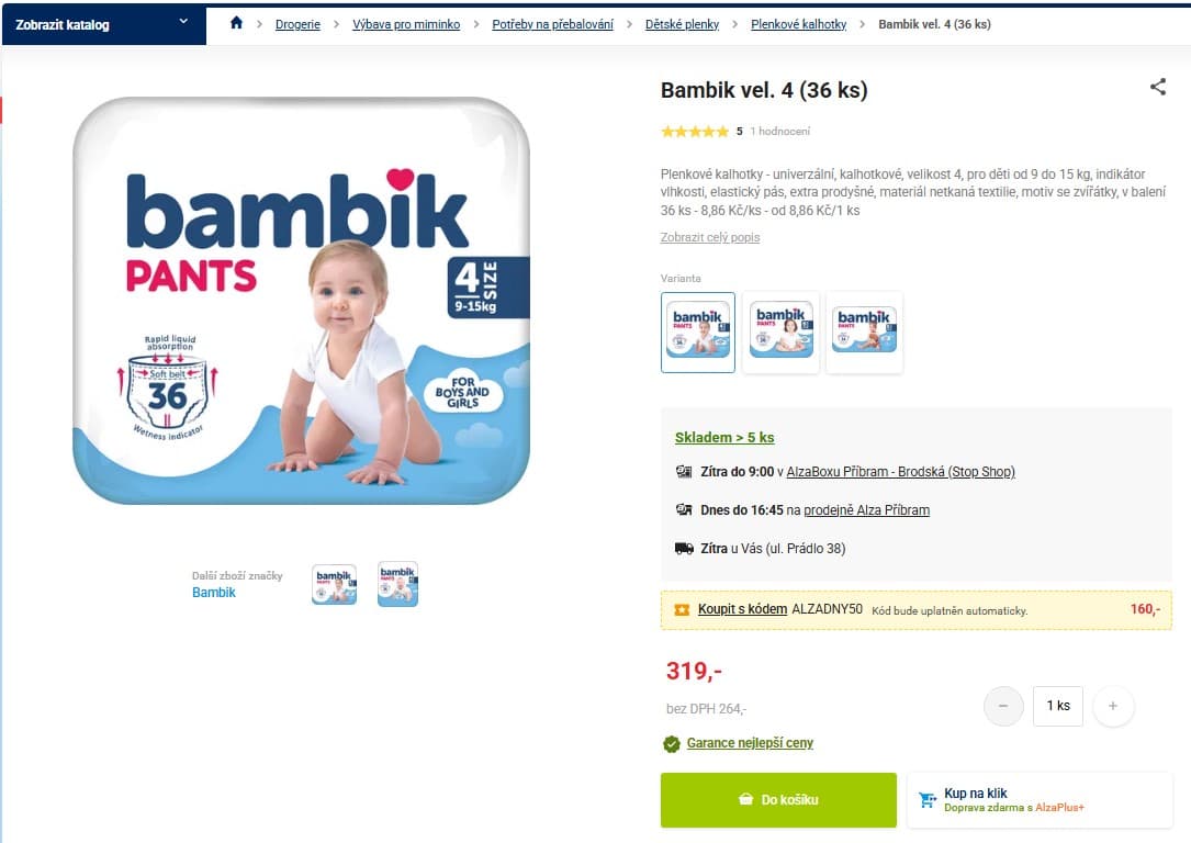 Plenkové kalhotky Bambik vel. 4 (36 ks)