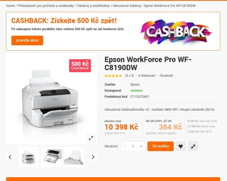 Ink. barva tiskárna Epson, Wifi, NFC