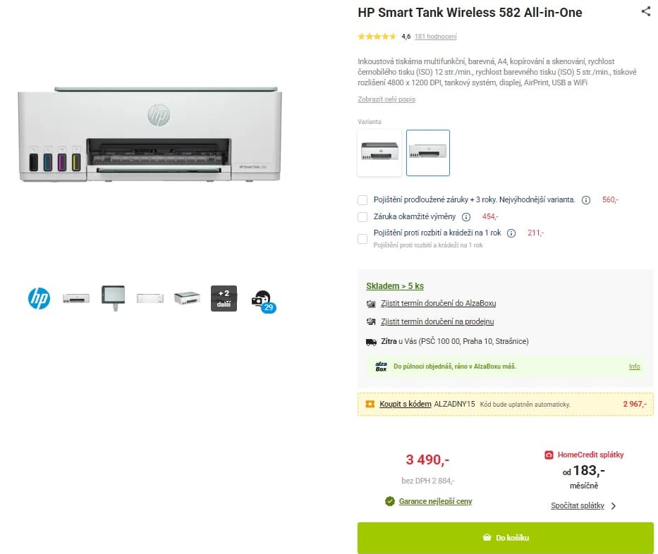 Ink barva multifunkce HP, tank, Wifi