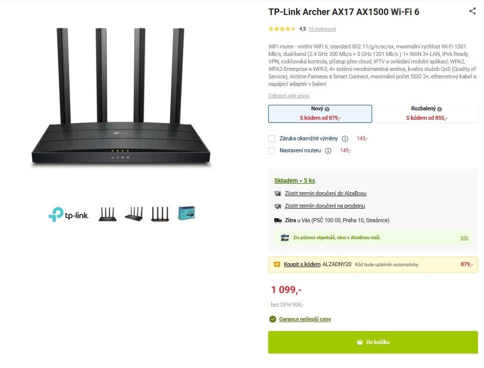 WiFi router TP-Link Archer 1,5Gb/s