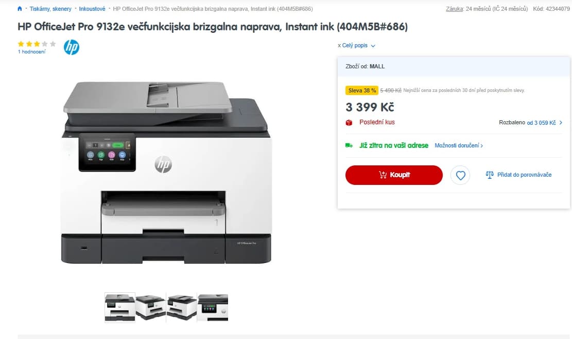 Ink barva multifunkce HP, Wifi, dotyk displej