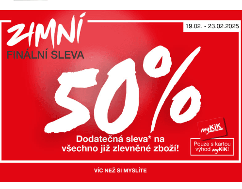 KiK - extra sleva 50% na výprodej