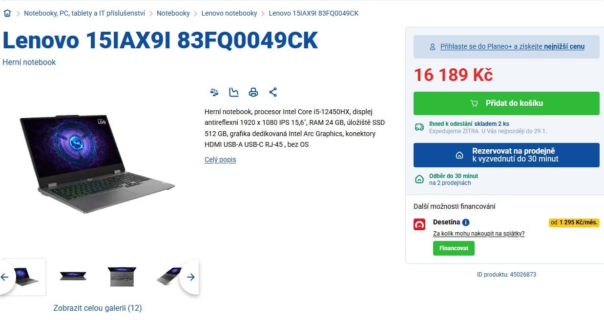 Lenovo i5 4,4GHz, 24GB RAM, 4GB grafika, 15,6"