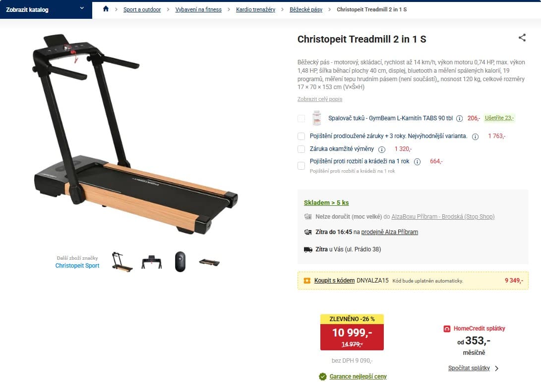 Běžecký pás Christopeit Treadmill, až 14 km/h
