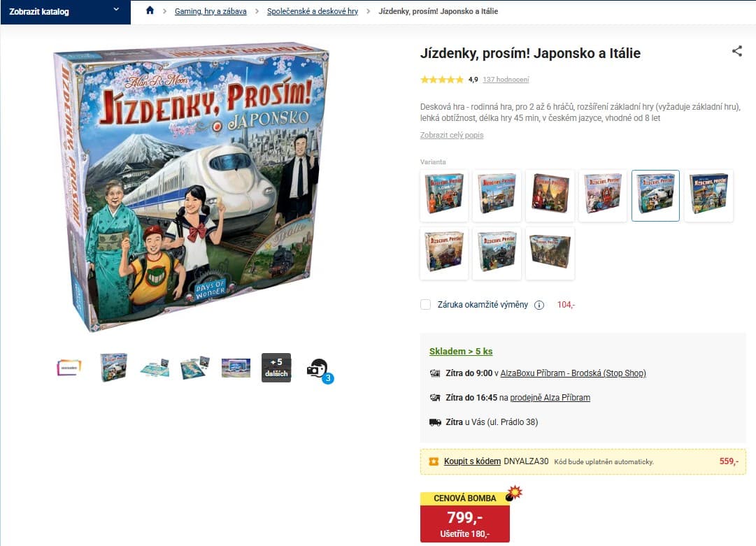 Hra Jízdenky, prosím! Japonsko a Itálie