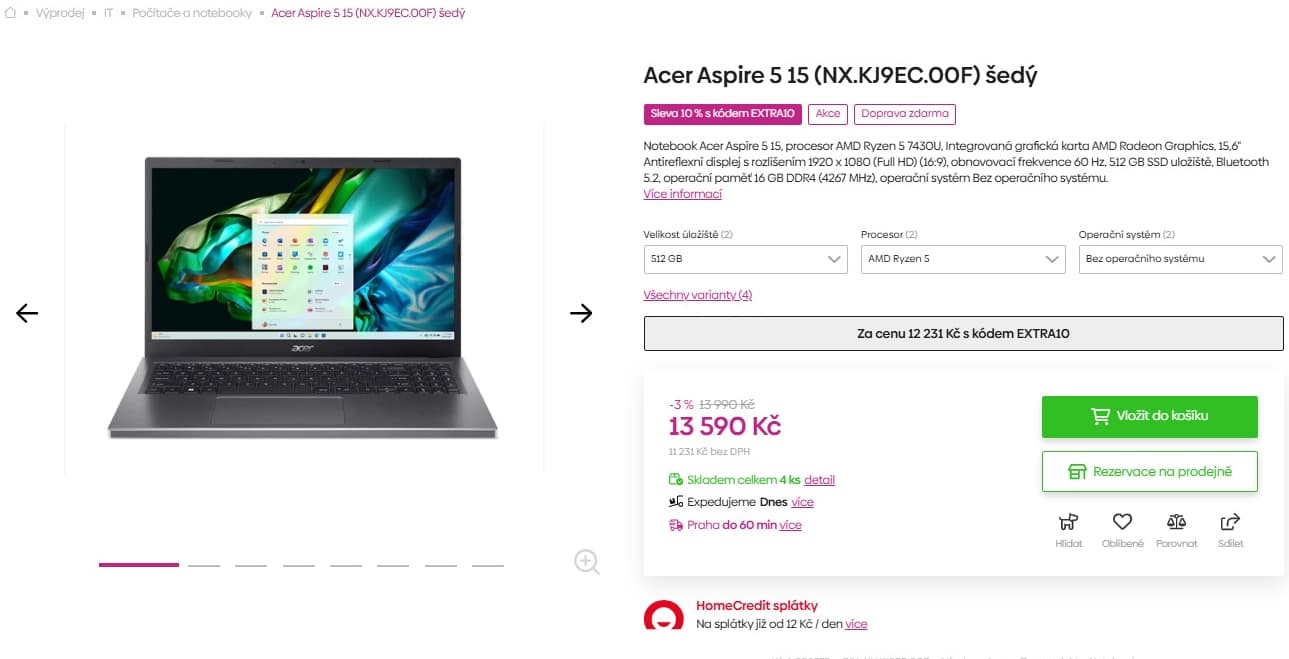 Acer 4,3GHz, 16GB RAM, SSD, 15,6"