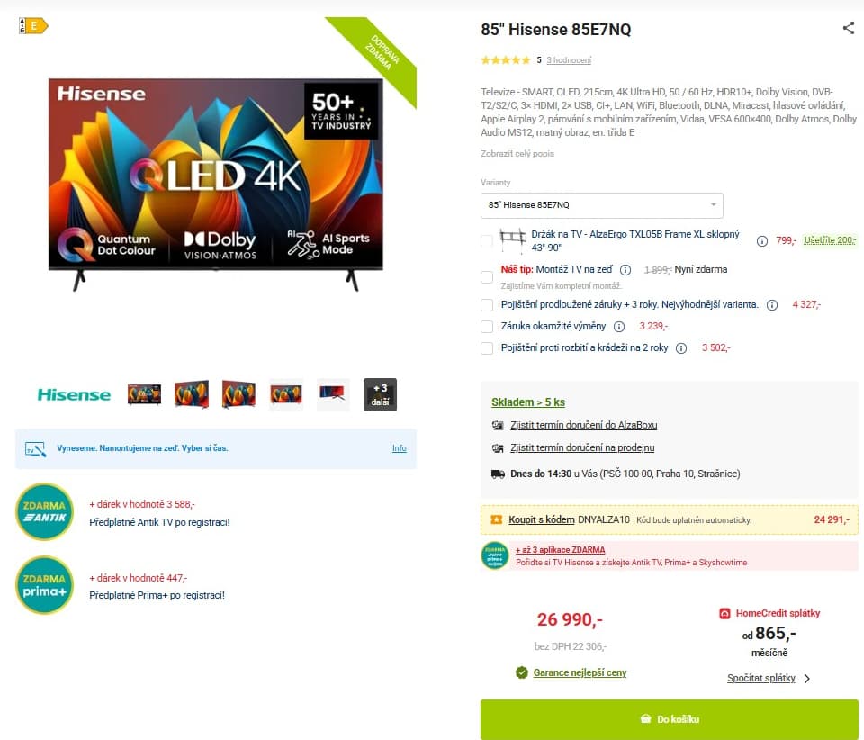 4K Smart TV Atmos 215cm, Hisense