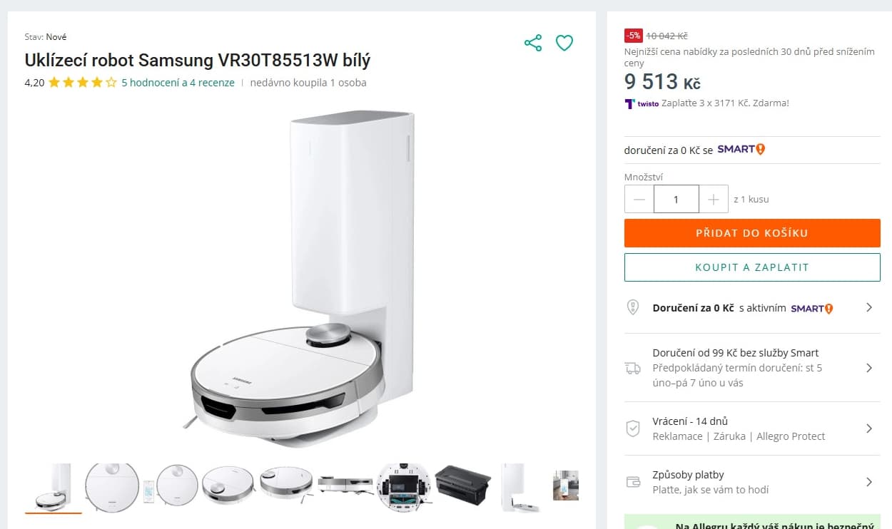 Robot vysavač Samsung JetBot+, Wifi