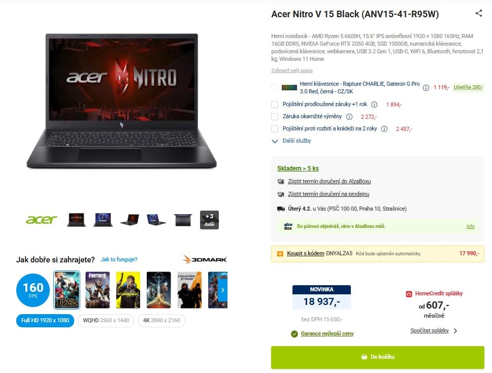 Acer 4,5GHz, 16GB RAM, Nvidia 4GB, 15,6"
