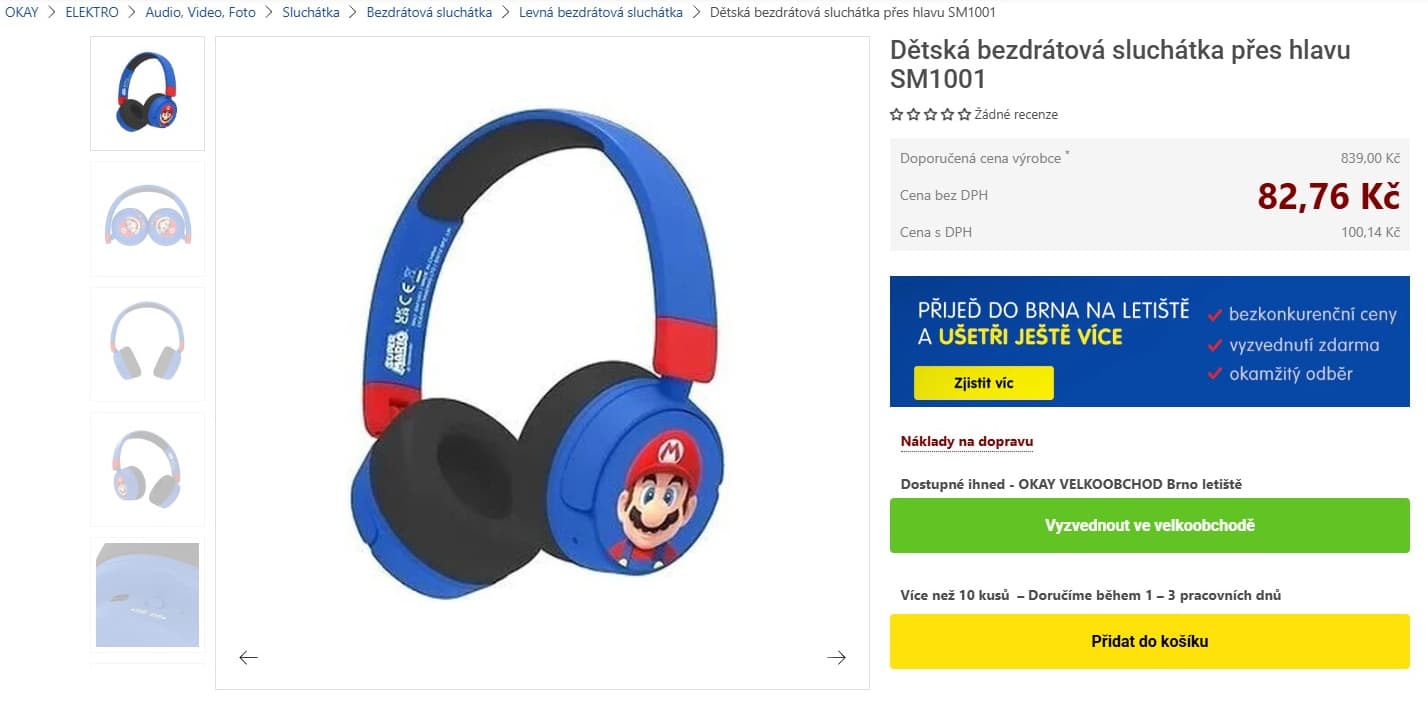 Dětská sluchátka OTL Super Mario