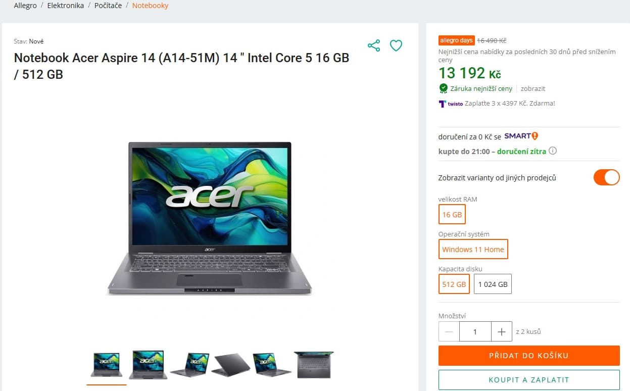 Acer i5 5GHz, 16GB RAM, SSD, 14"
