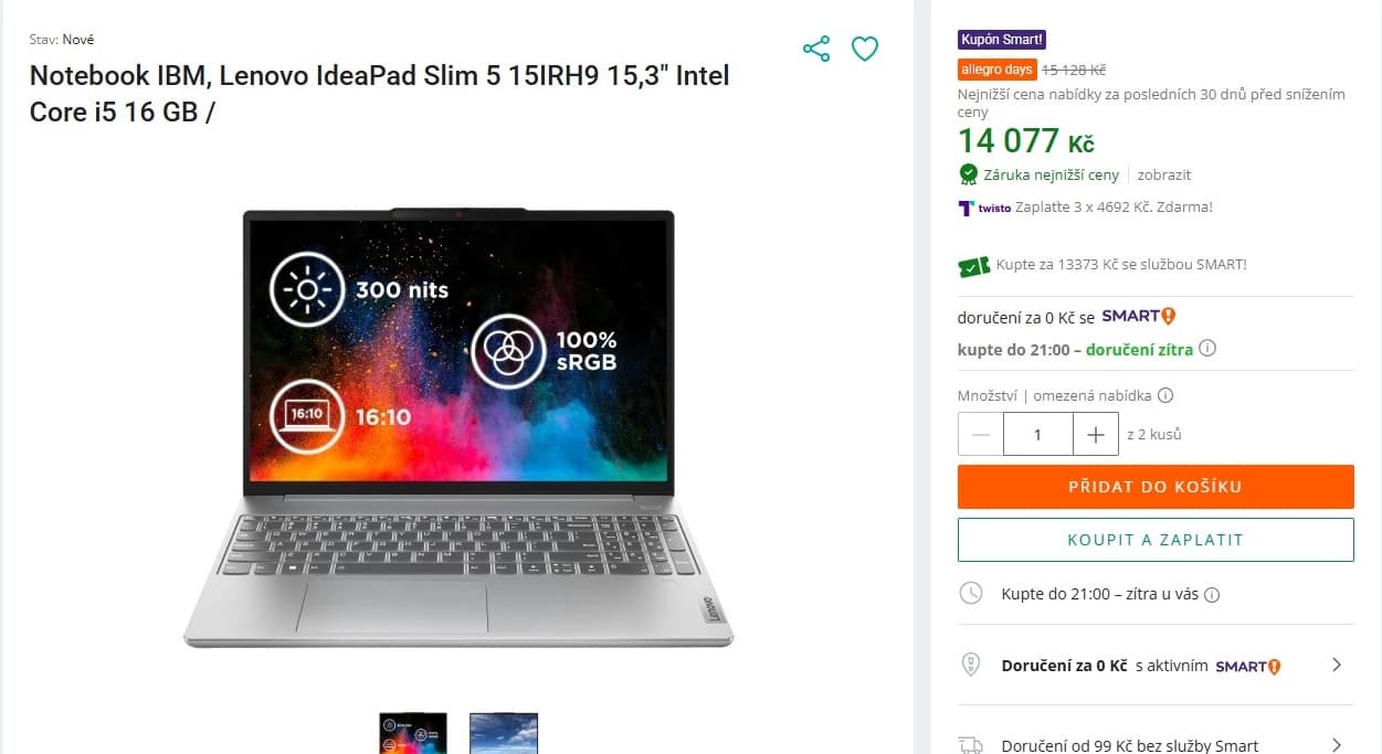 Lenovo i5 4,6GHz, 16GB RAM, 1TB SSD, 15,3"