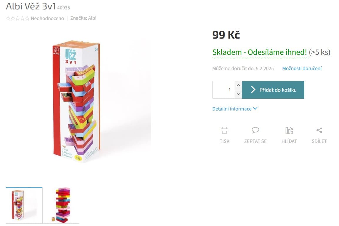 Zábavná dřevěná věž 3v1 